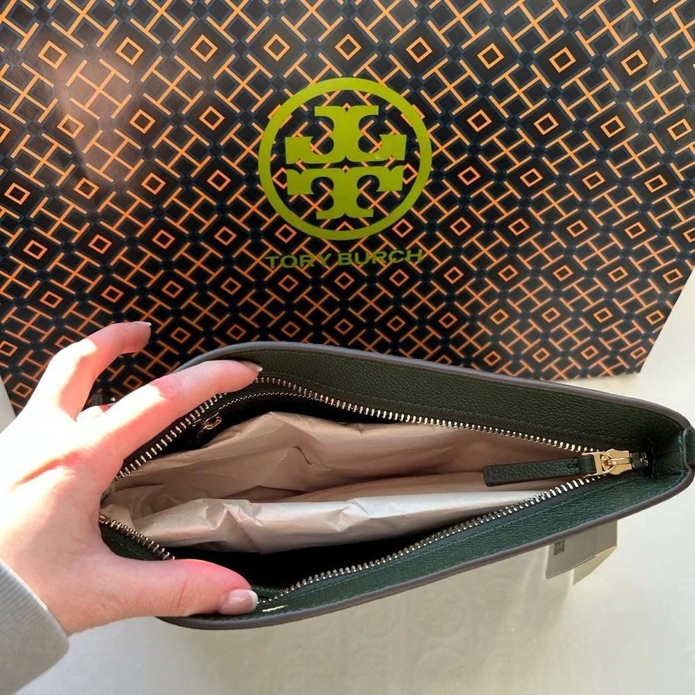 Tory Burch Blake Swingpack Crossbody Bag Basil Gold Green